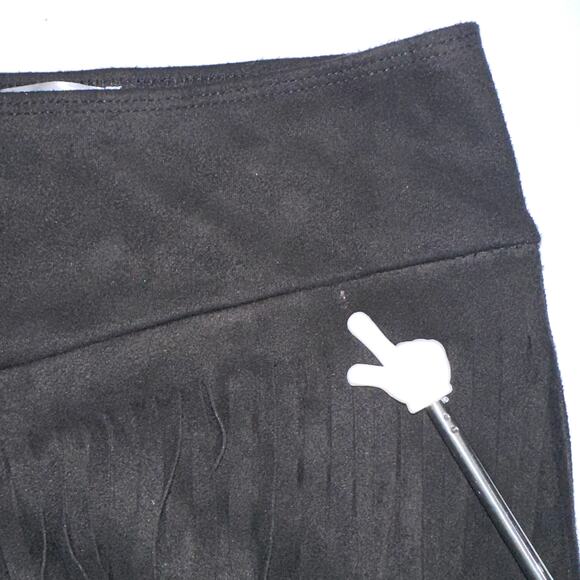 iHeartRaves Black High Waisted Cowgirl Festival Fringe Bottoms Skirt Size Large - Picture 14 of 14